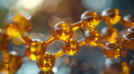 This image depicts a 3D model of saturated fat molecules, highlighting the chemical structure of dietary fats.
