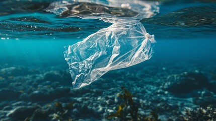 Garbage, plastic in the ocean. - obrazy, fototapety, plakaty