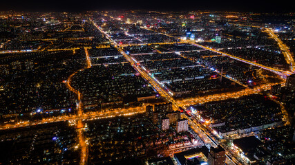 Night view of the southern new town in Changchun, China - obrazy, fototapety, plakaty
