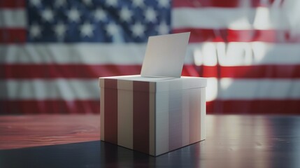 Voting concept - Ballot box with national flag on background - United States