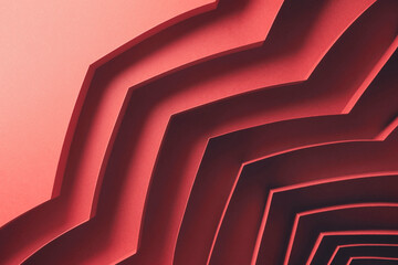 Abstract pattern made of paper, red background
