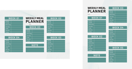 A4 Weekly meal planner schedule and diet chart Template.