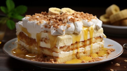 Banana pudding cake with Nilla wafer crumbles ultra hd.