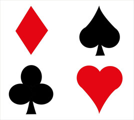 Les quatre motifs de carte à jouer : coeurs, pique, carreau, trèfle	