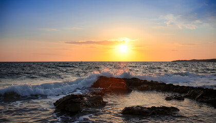 Obraz premium sunset at the beach wallpaper background