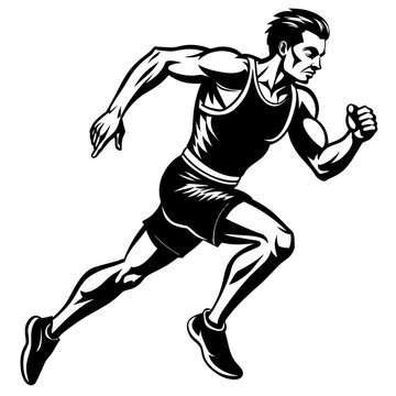 Illustration of athlete running isolated on white background
