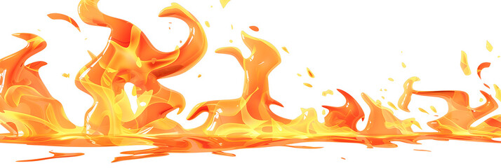 Burning fire flames isolated on white background