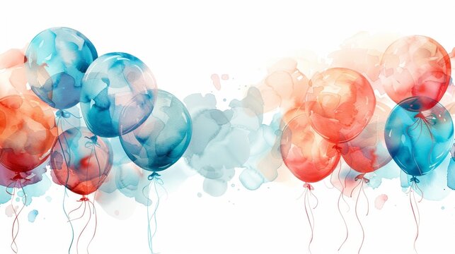 Pastel watercolor balloons hand-drawn and cheerful