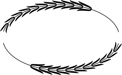 Vector oval frame with twigs and leaves