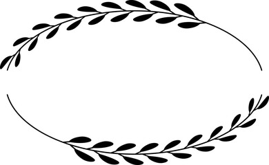 Vector oval frame with twigs and leaves