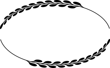 Vector oval border with leaves for award, logo, invitation, nobility - obrazy, fototapety, plakaty