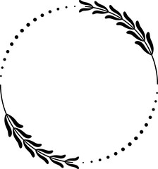 Vector simple decorative frame with leaves and dots 