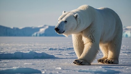 polar bear walking on ice at the poles