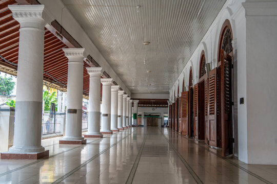 Interior of Sunan Ampel mosque (Masjid Ampel) is an ancient mosque located in the Ampel sub-district, Surabaya, East Java, Indonesia. Build in 1421 CE.