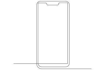 Continuous one line art smartphone touch screen gadget modern technology design outline vector illustration