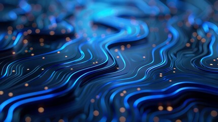 Blue neon lines flow across a futuristic circuit board design.
