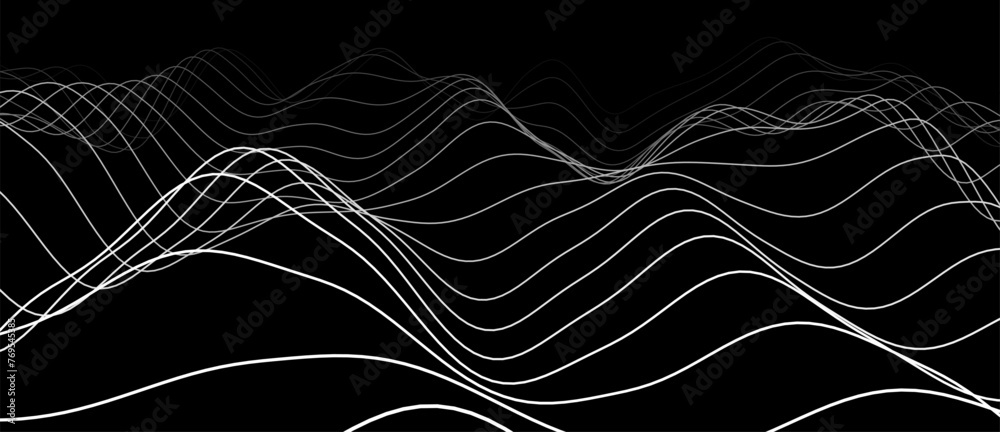 Aufkleber Abstract background of points. White wave. Cyber particles. Big data stream. Vector illustration