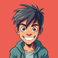 Artistic portrayal of a person with vibrant hair and casual attire