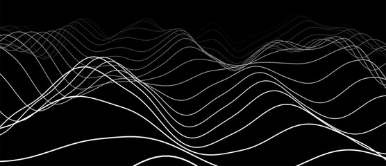 Abstract background of points. White wave. Cyber particles. Big data stream. Vector illustration