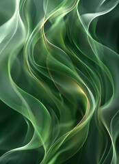 Obraz premium Abstract green background with blurred waves and lines, simple design, high resolution, professional illustration. The background is a soft gradient of light green color with smooth curves.