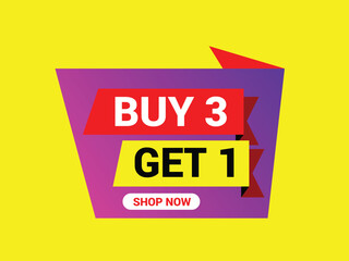 buy 3 get 1 free banner. Special offer banner, big sale, sale banner, banner design template.
