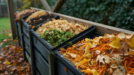 Home Compost Bin Filled with Organic Scraps