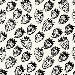Vector seamless pattern. Modern repeating floral texture. Fancy print with stylised strawberries. Can be used as swatch for illustrator.