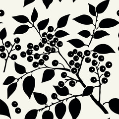 Vector seamless pattern. Modern repeating floral texture. Fancy print with stylised berries. Can be used as swatch for illustrator.