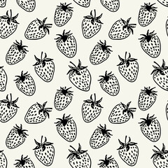 Vector seamless pattern. Modern repeating floral texture. Fancy print with stylised strawberries. Can be used as swatch for illustrator.