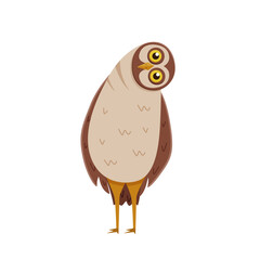 Cute funny owl with tilted leaned head. Vector illustration of cartoon forest night bird. - 769548793