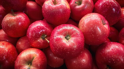 Fototapeta na wymiar Stack of Red Apples in Closeup