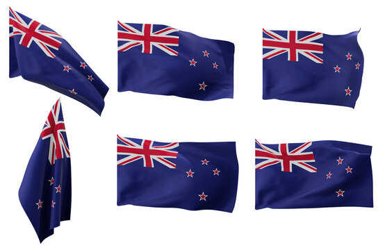 Large pictures of six different positions of the flag of New Zealand