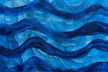 blue acrylic wave patterns on canvas - 769549553