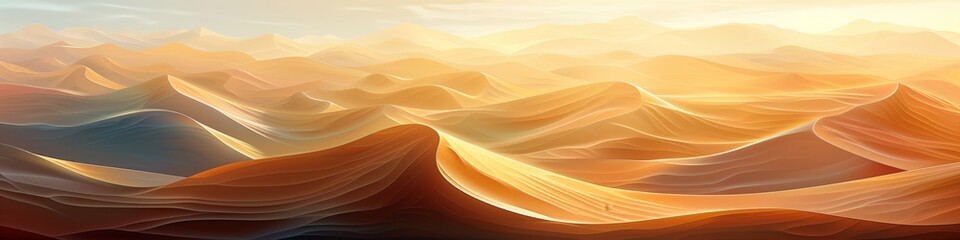 Amazing desert sunset. Beautiful Arabian desert with warm colors. Colorful contours of sand dunes - obrazy, fototapety, plakaty