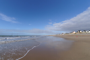 Beach of Pirou-Plage in Cotentin coast	 - 769550173