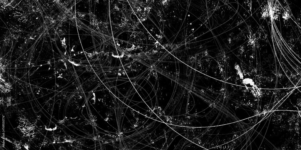 Poster Scratched Grunge Urban Background Texture Vector. abstract line vector on black background for decoration. distressed overlay texture, cracks texture, abstract dust particle, dot, vector swirl curve. 