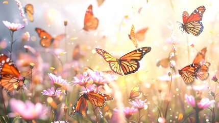 Fluttering Elegance: The Graceful Ballet of Butterflies, Their Delicate Wings Unfurling in a Dance...