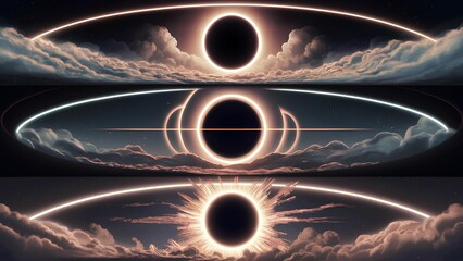 Captivating Solar Eclipse Background - Astronomical Illustration - obrazy, fototapety, plakaty