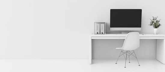 desk with computer or computer, 3d