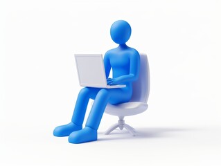 3d icon of man with computer or laptop
