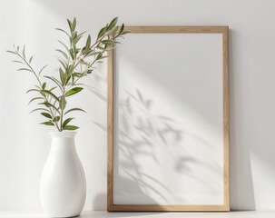 Vase With Plant Next to Picture Frame