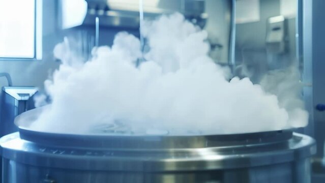 A cloud of steam rising from a large pressurized autoclave as it sterilizes a batch of surgical tools.