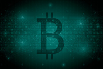 bitcoin crypto currency digital technology on circuit board .blue dark background. money global market exchange in future. Finance token online Systems. vector illustration abstract futuristic