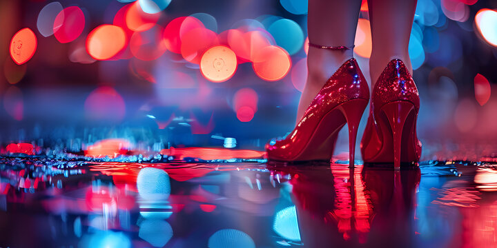 Beautiful woman legs in high heel shoes on the road close up photo of woman's legs in high heels generative aixa