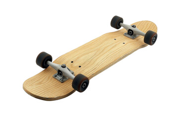 Wooden Skateboard With Wheels on White Background - obrazy, fototapety, plakaty