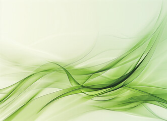 Fototapeta premium Abstract green background with blurred waves and lines, simple design. AI Generated