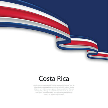 Waving ribbon with flag of Costa Rica