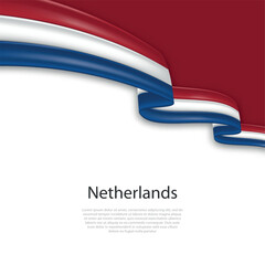 Waving ribbon with flag of Netherlands