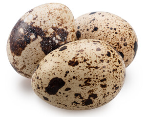 Quail eggs close up. on white background. File contains clipping path.