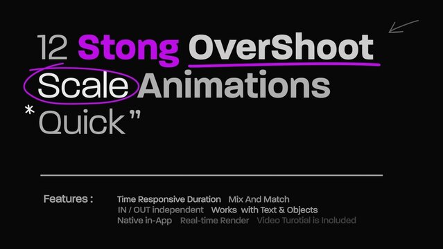 12 Strong OverShoot Scale Title Animator Quick ,animation, animation library, motion design,title animations, creative, text animation, text, quotes, title overlays, dynamic, responsive,Lower Thirds, 